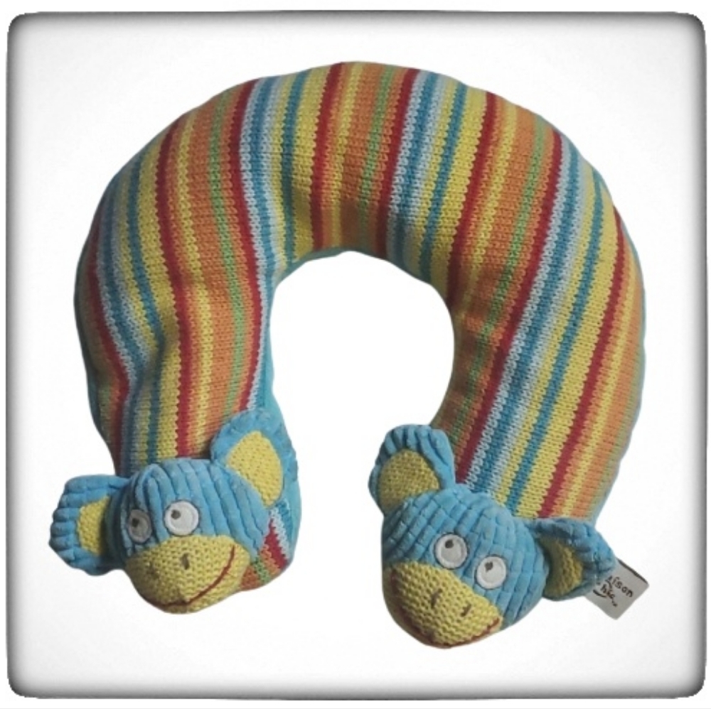 Baby/Toddler Monkey Striped Kneck Travel Pillow-OS